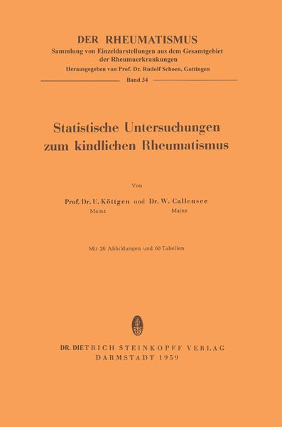 Produktbild: Statistische Untersuchungen zum Kindlichen Rheumatismus