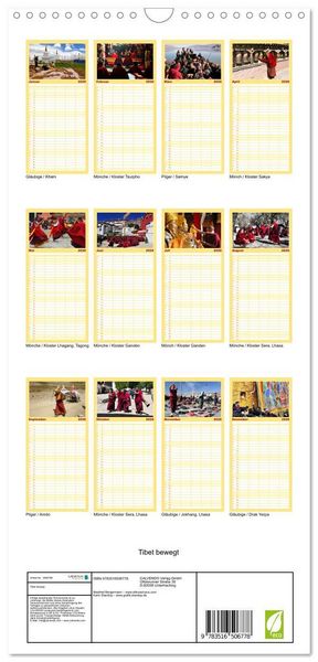 Produktbild: Familienplaner 2026 - Tibet bewegt mit 5 Spalten (Wandkalender, 21 x 45 cm) CALVENDO