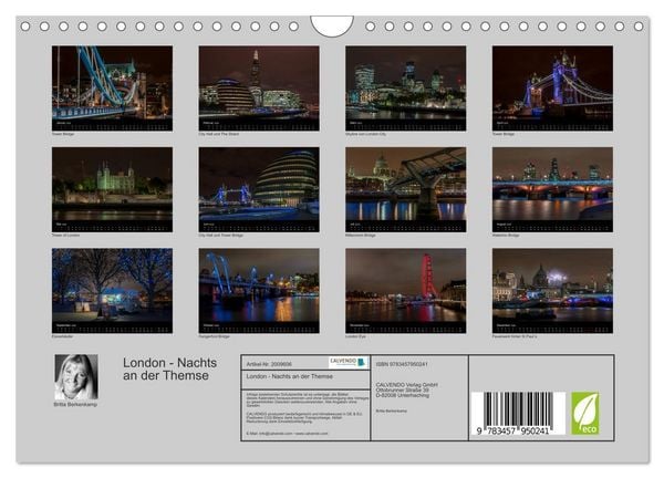 Produktbild: London - Nachts an der Themse (Wandkalender 2026 DIN A4 quer), CALVENDO Monatskalender