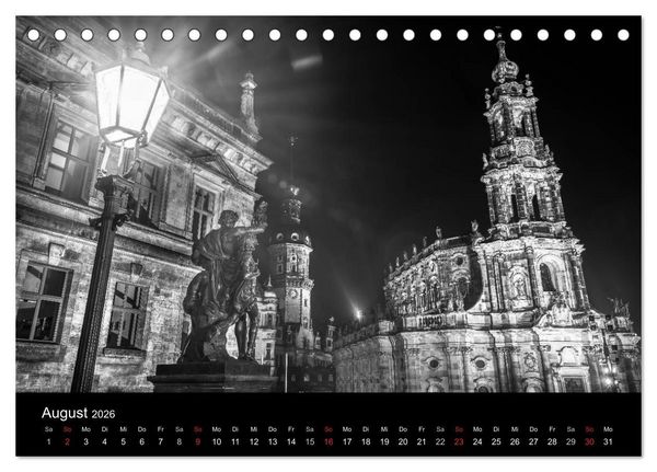 Produktbild: Dresden - Elbflorenz bei Nacht (Tischkalender 2026 DIN A5 quer), CALVENDO Monatskalender