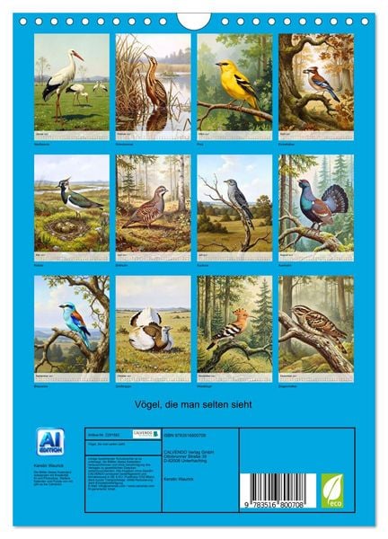 Produktbild: V&ouml;gel, die man selten sieht (Wandkalender 2027 DIN A4 hoch), CALVENDO Monatskalender