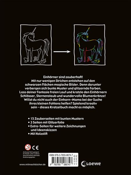 Produktbild: Kreativ-Kratzelbuch: Einh&ouml;rner