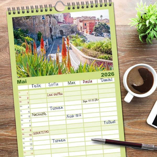 Produktbild: Familienplaner 2026 - Cagliari - Stadt mit besonderem Zauber mit 5 Spalten (Wandkalender, 21 x 45 cm) CALVENDO