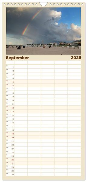 Produktbild: Familienplaner 2026 - Ostseebad Warnem&uuml;nde mit 5 Spalten (Wandkalender, 21 x 45 cm) CALVENDO