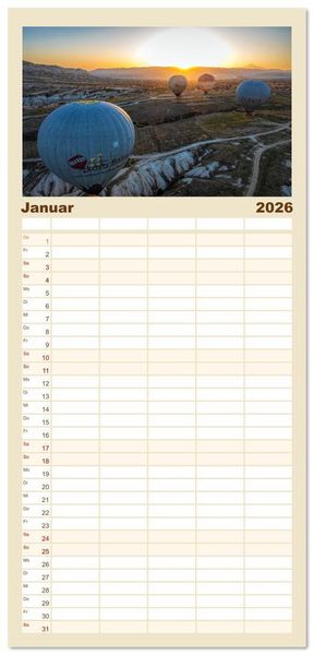 Produktbild: Familienplaner 2026 - Hei&szlig;luftballons Die sanften Riesen mit 5 Spalten (Wandkalender, 21 x 45 cm) CALVENDO