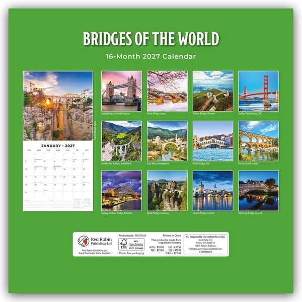 Produktbild: Bridges of the World &ndash; Br&uuml;cken der Welt 2027 &ndash; 16-Monatskalender