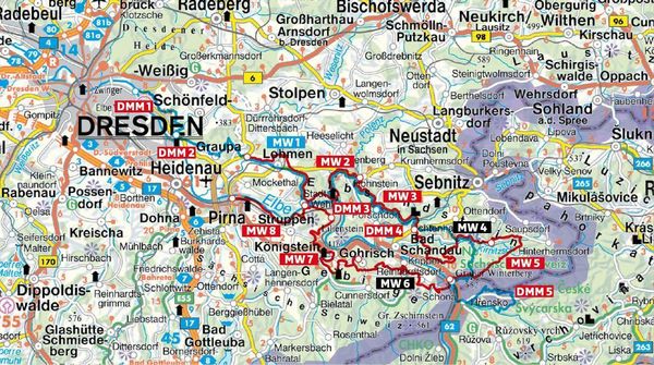 Produktbild: ROTHER Wanderf&uuml;hrer Malerweg und Dichter-Musiker-Maler-Weg. Alle Etappen der beiden Fernwanderwege durch die S&auml;chsische Schweiz.