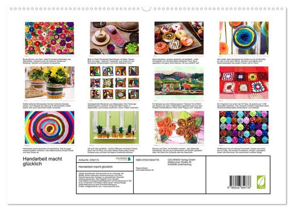 Produktbild: Handarbeit macht gl&uuml;cklich (hochwertiger Premium Wandkalender 2026 DIN A2 quer), Kunstdruck in Hochglanz