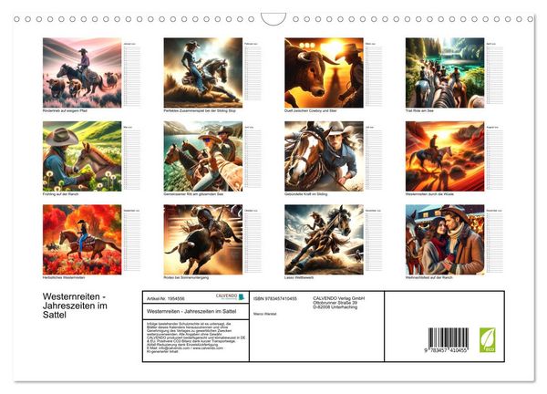 Produktbild: Westernreiten - Jahreszeiten im Sattel (Wandkalender 2026 DIN A3 quer), CALVENDO Monatskalender