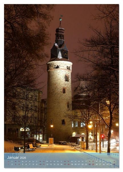 Produktbild: NACHT IN HALLE SAALE (Wandkalender 2026 DIN A2 hoch), CALVENDO Monatskalender