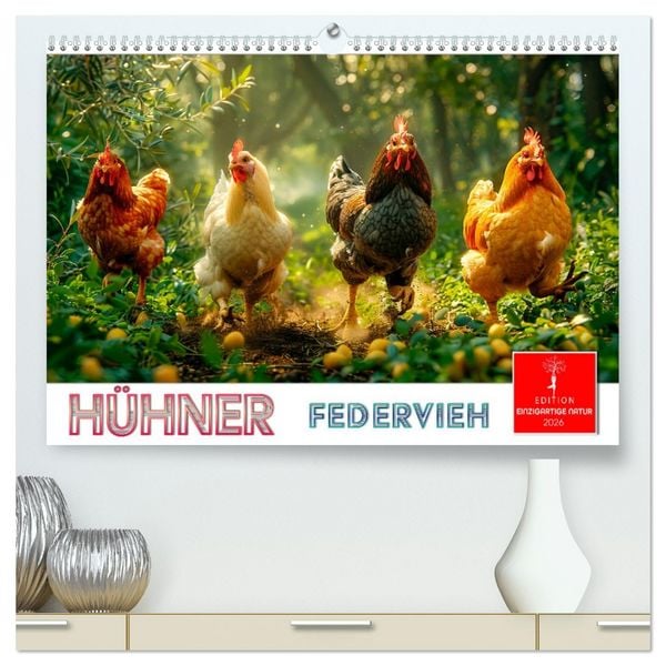 Produktbild: H&uuml;hner Federvieh (hochwertiger Premium Wandkalender 2026 DIN A2 quer), Kunstdruck in Hochglanz