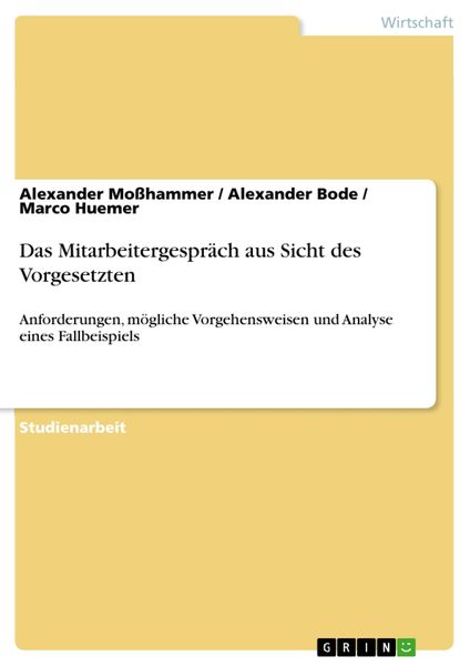 Produktbild: Das Mitarbeitergespr&auml;ch aus Sicht des Vorgesetzten