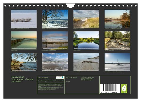 Produktbild: Mecklenburg Vorpommern - Wasser und Meer (Wandkalender 2026 DIN A4 quer), CALVENDO Monatskalender