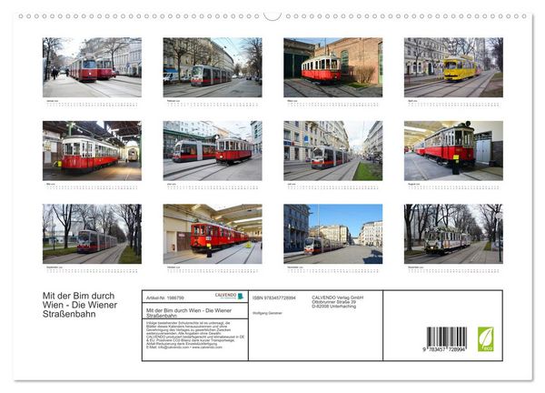 Produktbild: Mit der Bim durch Wien - Die Wiener Stra&szlig;enbahn (hochwertiger Premium Wandkalender 2026 DIN A2 quer), Kunstdruck in Hochglanz