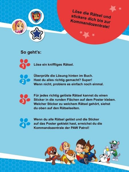 Produktbild: PAW Patrol Poster-R&auml;tselbuch mit Belohnungs-Stickern