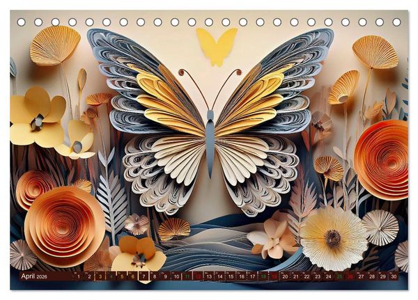 Produktbild: Artwork Schmetterlinge - Filigrane Leichtigkeit (Tischkalender 2026 DIN A5 quer), CALVENDO Monatskalender