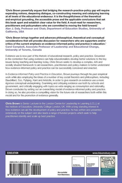 Produktbild: Evidence-Informed Policy and Practice in Education
