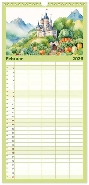 Produktbild: Familienplaner 2026 - Gem&uuml;siges - Reise ins Land des Gem&uuml;ses mit 5 Spalten (Wandkalender, 21 x 45 cm) CALVENDO
