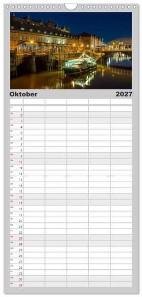 Produktbild: Familienplaner 2027 - Magic Nights Hamburg mit 5 Spalten (Wandkalender, 21 x 45 cm) CALVENDO