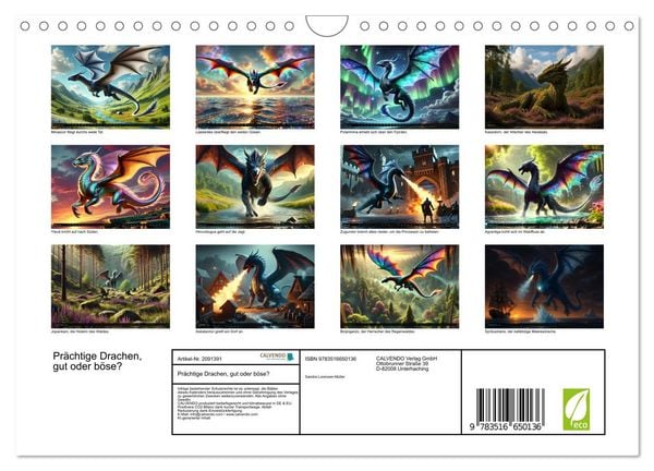 Produktbild: Pr&auml;chtige Drachen, gut oder b&ouml;se? (Wandkalender 2026 DIN A4 quer), CALVENDO Monatskalender