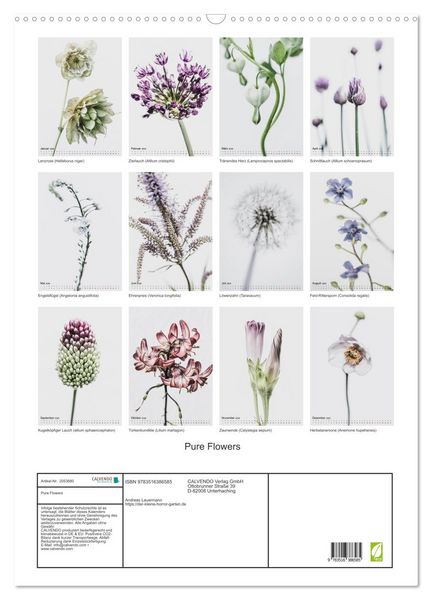 Produktbild: Pure Flowers (Wandkalender 2026 DIN A2 hoch), CALVENDO Monatskalender