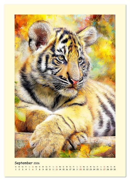 Produktbild: Raubkatzen. Moderne Paintings wilder Eleganz (Wandkalender 2026 DIN A3 hoch), CALVENDO Monatskalender