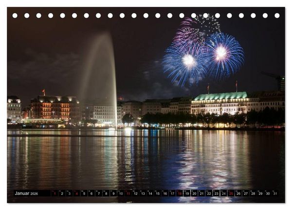 Produktbild: Mein Hamburg - Am sch&ouml;nsten bei Nacht (Tischkalender 2026 DIN A5 quer), CALVENDO Monatskalender