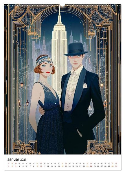 Produktbild: Art Deco - Glamour, Geometrie und Goldstaub (Wandkalender 2027 DIN A2 hoch), CALVENDO Monatskalender
