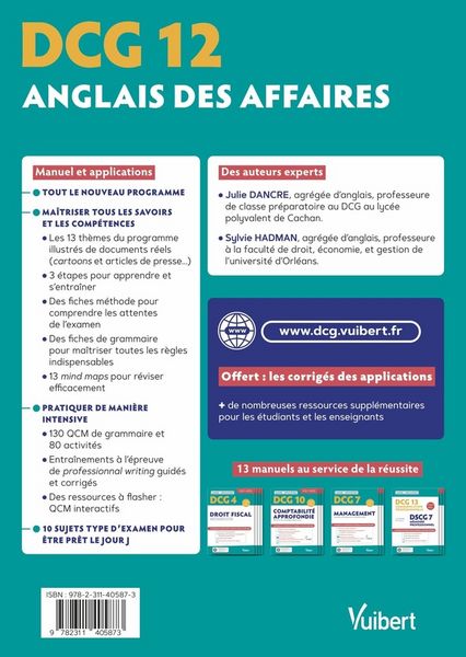 Produktbild: Dcg 12 anglais affaires manuel et