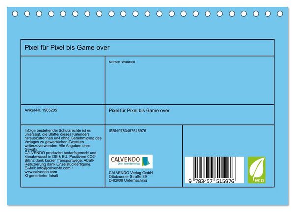 Produktbild: Pixel f&uuml;r Pixel bis Game over (Tischkalender 2026 DIN A5 quer), CALVENDO Monatskalender
