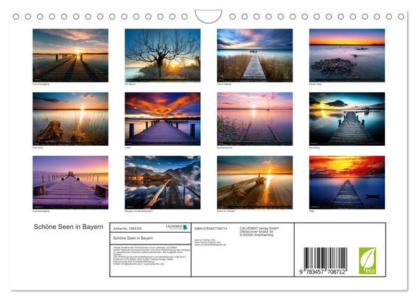 Produktbild: Sch&ouml;ne Seen in Bayern (Wandkalender 2026 DIN A4 quer), CALVENDO Monatskalender