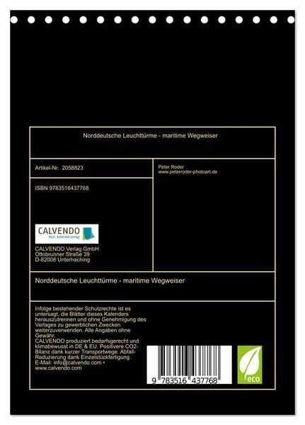 Produktbild: Norddeutsche Leuchtt&uuml;rme - maritime Wegweiser (Tischkalender 2026 DIN A5 hoch), CALVENDO Monatskalender