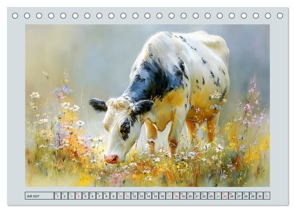 Produktbild: K&uuml;he und K&auml;lber. L&auml;ndliche Idylle (Tischkalender 2027 DIN A5 quer), CALVENDO Monatskalender