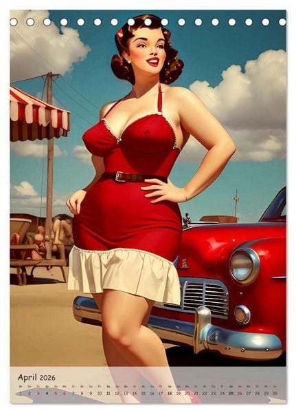 Produktbild: Pin-up Girls - Retro Glamour (Tischkalender 2026 DIN A5 hoch), CALVENDO Monatskalender