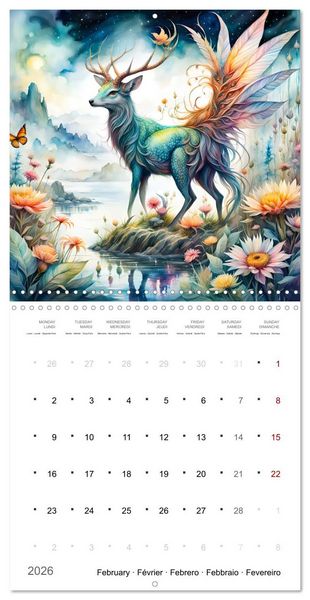 Produktbild: Cr&eacute;atures enchant&eacute;es (Calendrier mural carr&eacute; 2026 30x30 cm) Calendrier double avec une page pour vos prises de notes