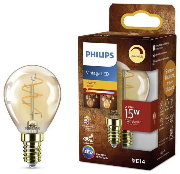 Produktbild: Philips 8721103048912 LED E14 Spiralform 2.7W = 15W Bernstein 1St.