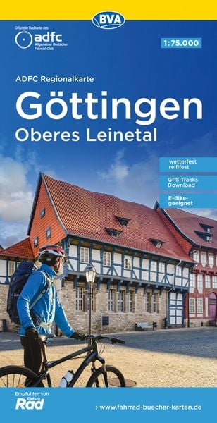 ADFC-Regionalkarte Göttingen Oberes Leinetal, 1:75.000, mit Tagestourenvorschlägen, reiß- und wetterfest, E-Bike-geeignet, GPS-Tracks Download,