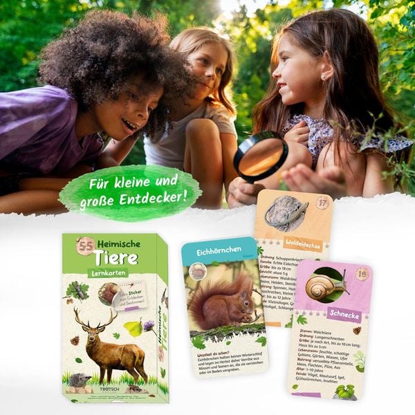 Produktbild: Tr&ouml;tsch 55 Lernkarten Heimische Tiere