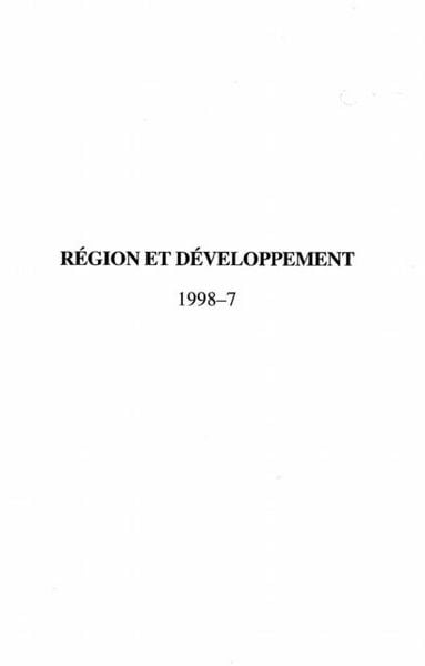 Produktbild: Region Et Developpement N(deg)7