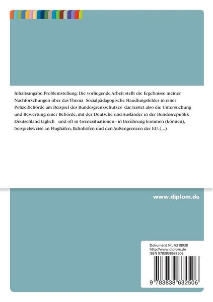 Produktbild: Handlungsfelder f&uuml;r Sozialp&auml;dagogik in einer Polizeibeh&ouml;rde am Beispiel des Bundesgrenzschutzes