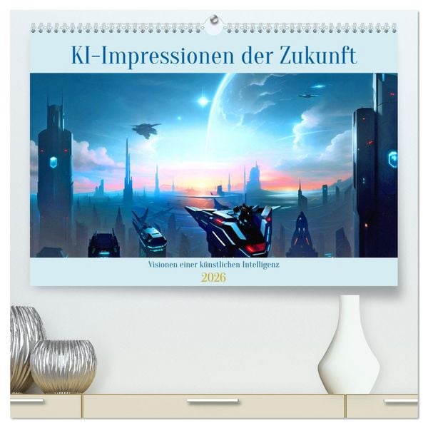 KI-Impressionen der Zukunft (hochwertiger Premium Wandkalender 2026 DIN A2 quer), Kunstdruck in Hochglanz