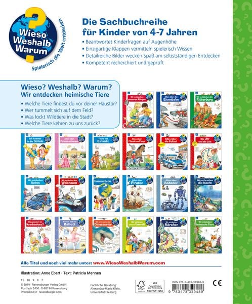 Wieso? Weshalb? Warum?, Band 71 - Wir entdecken heimische Tiere
