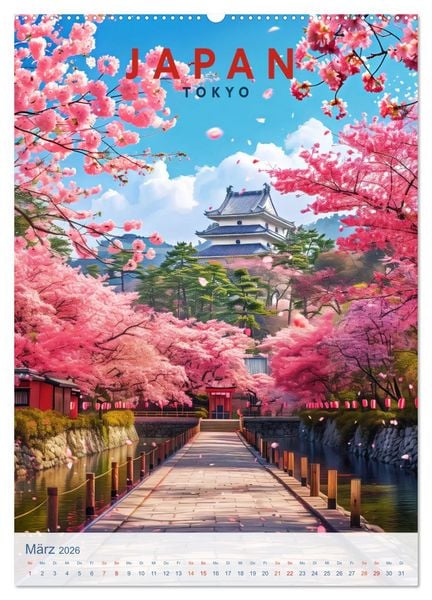 Produktbild: Japan - Old School Poster Style (Wandkalender 2026 DIN A2 hoch), CALVENDO Monatskalender