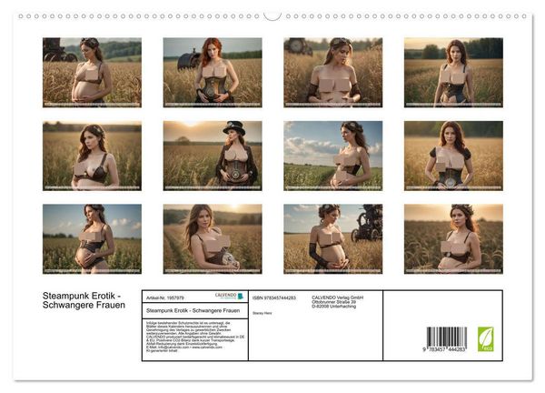 Produktbild: Steampunk Erotik - Schwangere Frauen (hochwertiger Premium Wandkalender 2026 DIN A2 quer), Kunstdruck in Hochglanz