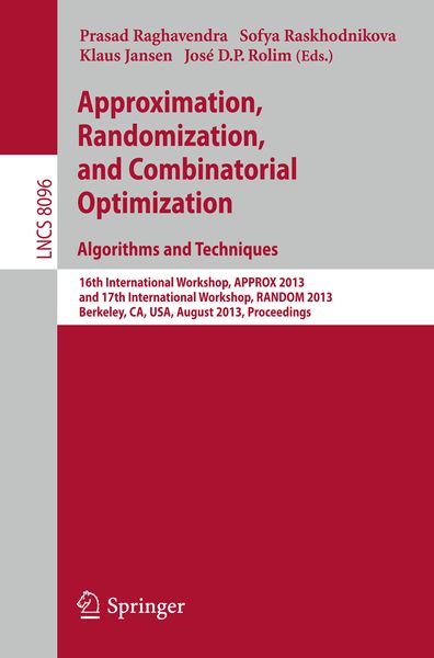 Produktbild: Approximation, Randomization, and Combinatorial Optimization. Algorithms and Techniques