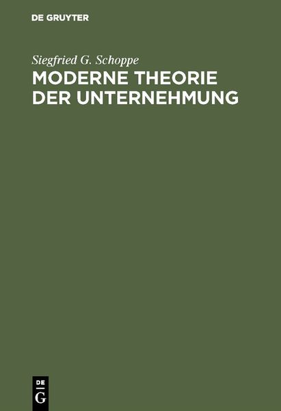 Produktbild: Moderne Theorie der Unternehmung