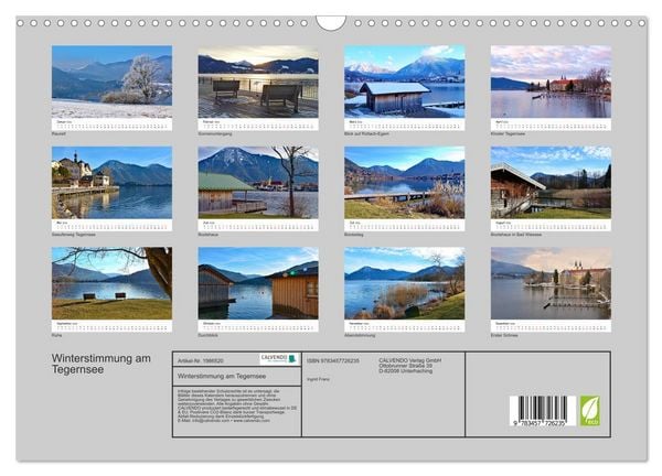 Produktbild: Winterstimmung am Tegernsee (Wandkalender 2026 DIN A3 quer), CALVENDO Monatskalender