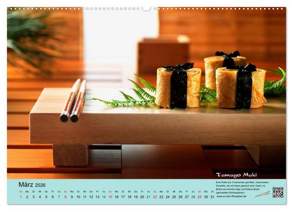 Produktbild: Sushi - Sashimi mit Anleitung f&uuml;r perfektes Gelingen (Wandkalender 2026 DIN A2 quer), CALVENDO Monatskalender