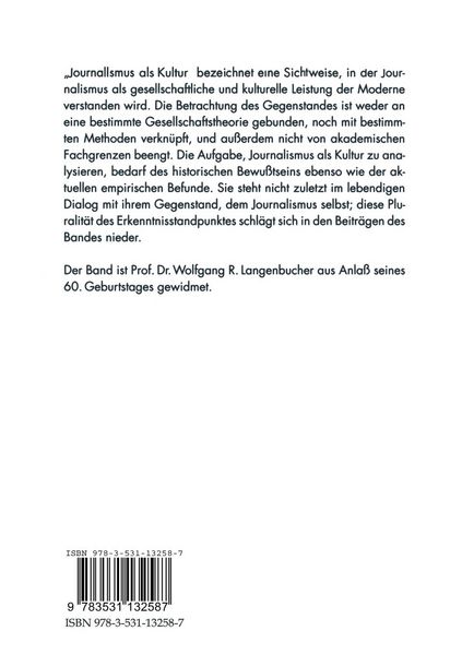 Produktbild: Journalismus als Kultur