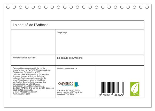 Produktbild: La beaut&eacute; de l'Ard&egrave;che (Calendrier de bureau 2026 DIN A5 vertical), CALVENDO calendrier mensuel